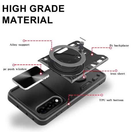 Чохол із шторкою камери CD фактурою та підставкою на OnePlus Ace 5 Ultra/Nord 5 - синій