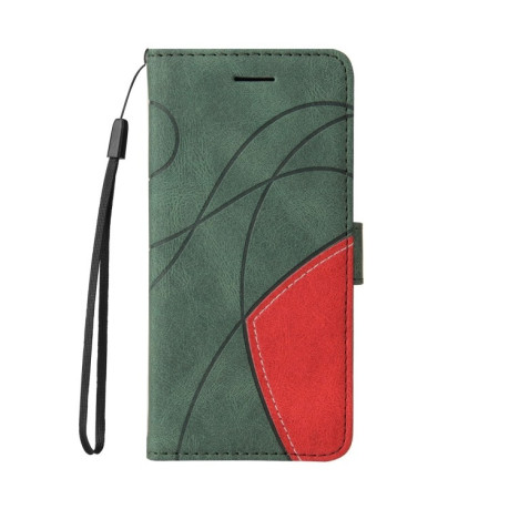 Чохол-книжка Dual-color Splicing Flip Leather для Xiaomi 14T Pro - зелений