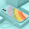 Противоударный чехол Straight Rainbow with Hand Strap для iPhone 11 - голубой