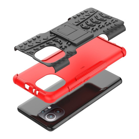 Противоударный чехол Tire Texture на Xiaomi Mi 11 - красный