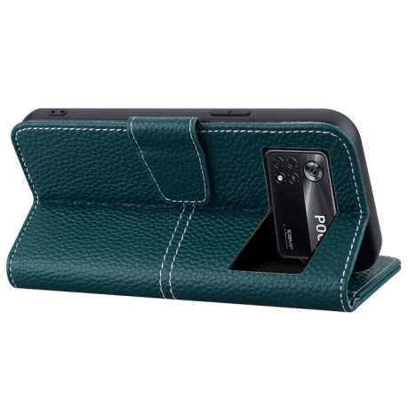 Чохол-книжка Litchi RFID Leather для Xiaomi Poco M4 Pro 4G - зелений