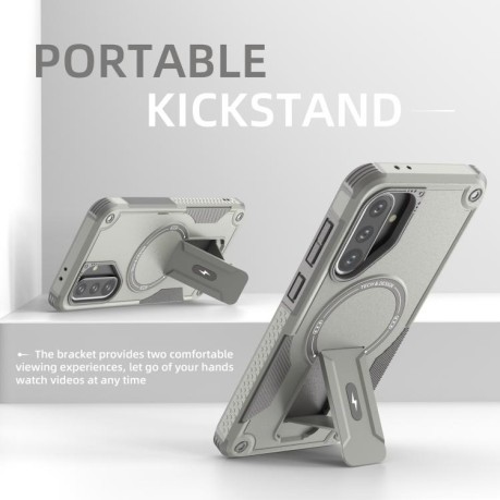Протиударний чохол MagSafe Holder Armor PC Hybrid для Samsung Galaxy A36/A56 5G - сірий