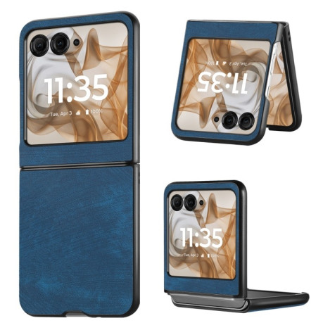 Чехол Vintage Leather PC Back Cover на Motorola Razr 50 Ultra - синий