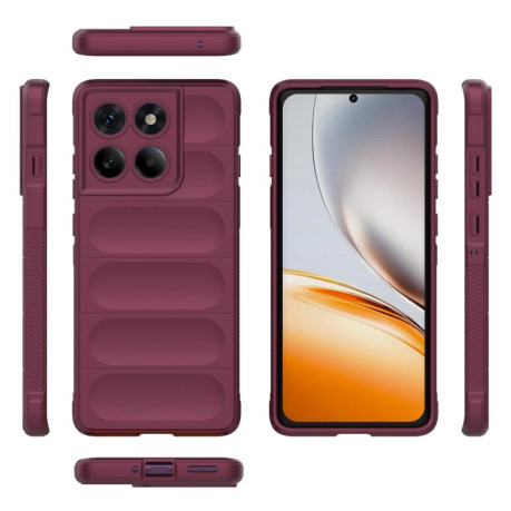Силиконовый чехол Magic Flannel для Motorola Edge 60 Pro 5G - винно-красный