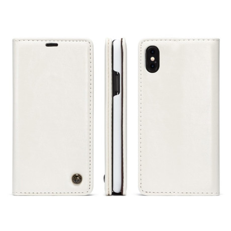 Кожаный чехол-книжка CaseMe 003 Series Wallet Style с встроенным магнитом на iPhone X / XS-белый