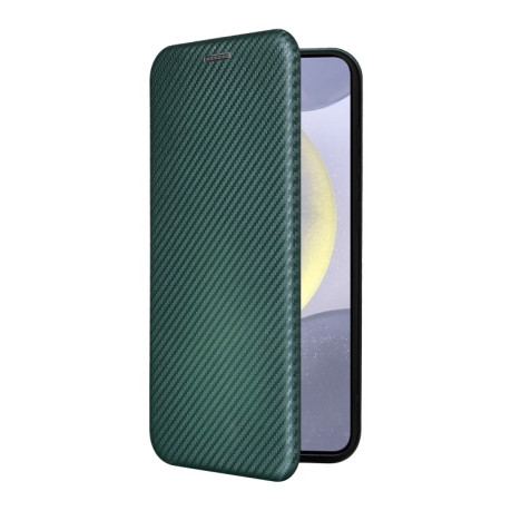 Чохол-книжка Carbon Fiber Texture на Samsung Galaxy S25+ 5G - зелений