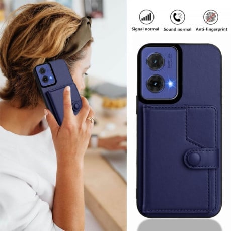 Ударозащитный чехол EU Version Button Card Bag RFID Anti-theft для Motorola Moto G85 - синий