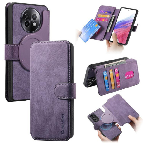 Чехол-книжка CaseNeo MagSafe RFID Anti-theft Retro Leather для Realme 13+ 5G - фиолетовый
