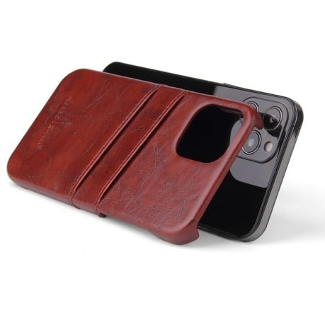 Шкіряний чохол Fierre Shann Retro Oil Wax на iPhone 12 Pro Max - коричневий