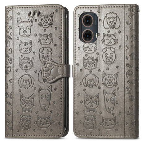 Чехол-книжка Cat and Dog для Motorola Moto G85 - серый