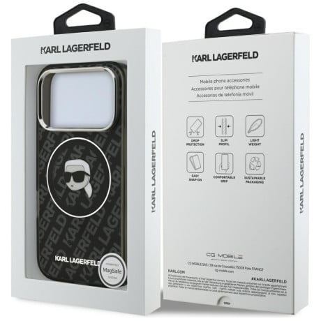 Оригинальный чехол Karl Lagerfeld IML Karl Head Logo с MagSafe на iPhone 17 Pro Max - Black