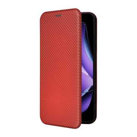 Чехол-книжка Carbon Fiber Texture на OPPO Reno13 F/Reno13 FS - коричневый