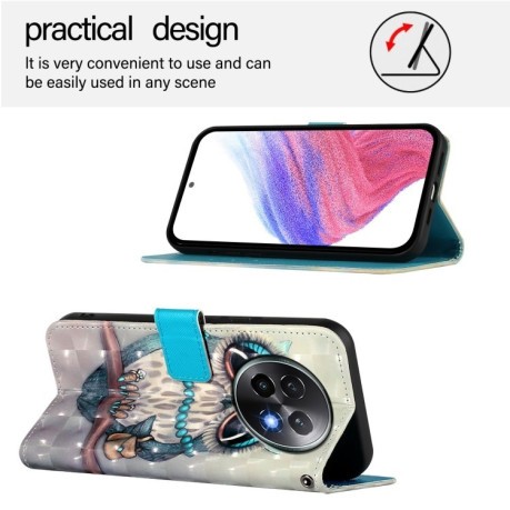 Чехол-книжка 3D Painting для Realme 13+ 5G/13 Pro 5G/13 Pro+ - Owl