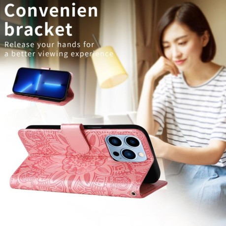 Чохол-книжка Embossed Sunflower для OPPO Reno13 Global - золото