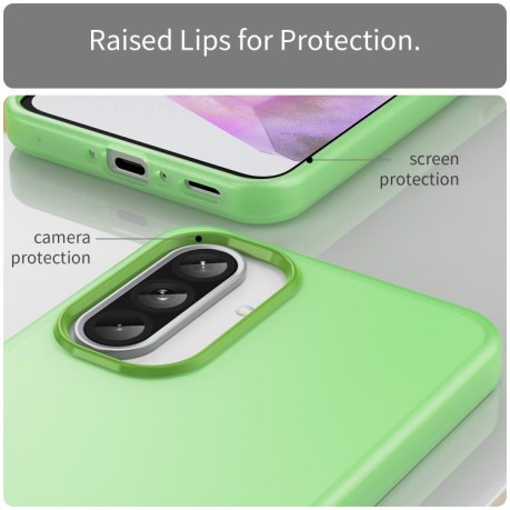 Противоударный чехол Frosted Translucent TPU Hybrid PC для Samsung Galaxy A56 5G - зеленый