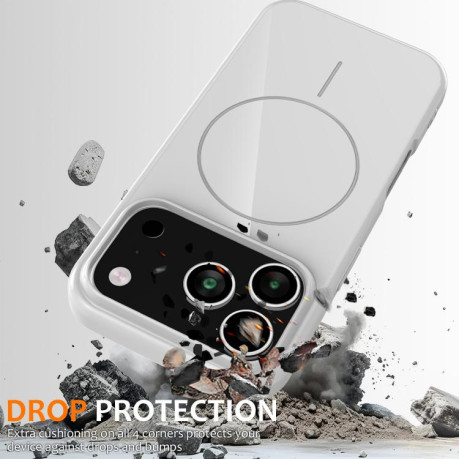 Противоударный чехол Glossy TPU Shockproof MagSafe на iPhone 17 Pro - белый