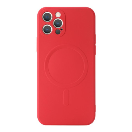 Противоударный чехол Liquid Silicone Full (Magsafe) для iPhone 12 Pro - красный