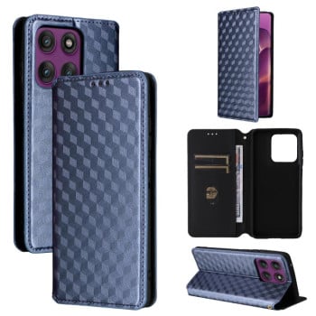 Чехол-книжка Cubic Grid Calf Texture для Motorola Edge 60 Pro - синий