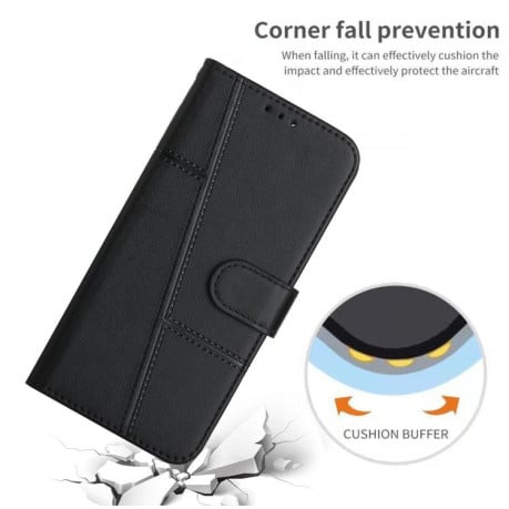 Чохол-книжка зі строчкою та фактурою Calf з магнітним хлястиком на Infinix Smart 20 4G — чорний