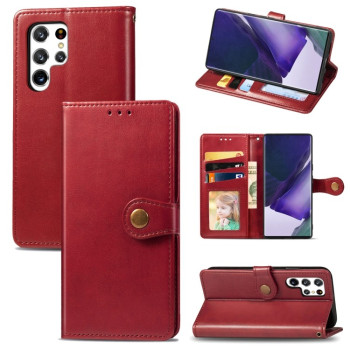 Чохол-книжка Retro Solid Color на Samsung Galaxy S22 Ultra 5G - червоний