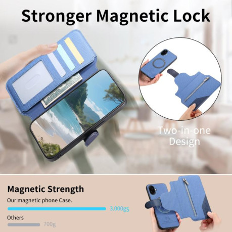 Чохол-книжка Twill Fabric з MagSafe RFID+кишенька на карт на Samsung Galaxy A07 4G / 5G - синій