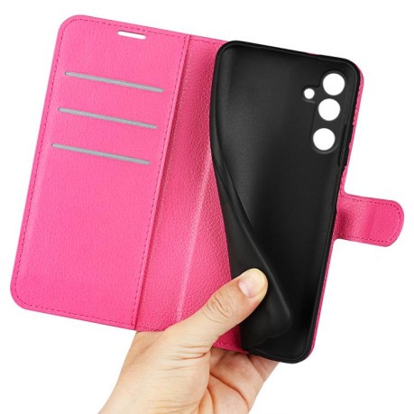 Чехол-книжка Litchi Texture Horizontal Flip Leather на Samsung Galaxy M16 / F16 - пурпурно-красный