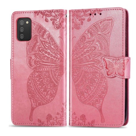 Чехол-книжка Butterfly Love Flowers для Samsung Galaxy A03s - розовый