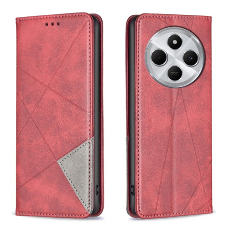 Чехол-книжка Rhombus Texture для Xiaomi Redmi 14C 4G/Poco C75/Redmi A4 5G - красный