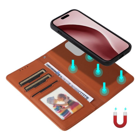 Чохол-книжка BETOPNICE BN-005 2 in 1 Detachable Imitate Genuine Leather для iPhone 16 Pro - коричневий