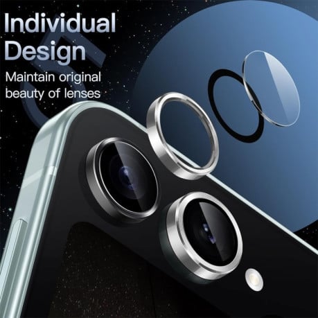 Защитное стекло на камеру ENKAY Aluminium для Samsung Galaxy  Flip 6 - зеленое