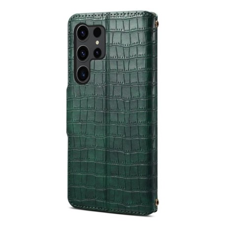Чохол Denior Crocodile Texture Oil Edge Leather на Samsung Galaxy S24 5G - зелений