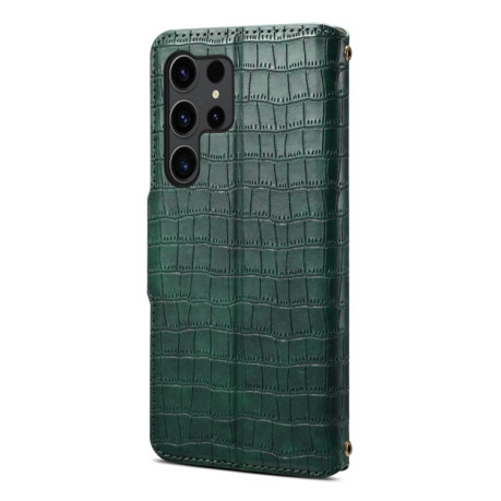 Чохол Denior Crocodile Texture Oil Edge Leather на Samsung Galaxy S24+ 5G - зелений