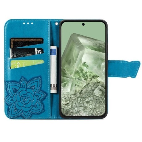 Чехол-книжка Butterfly Love Flower Embossed для Google Pixel 8a - синий