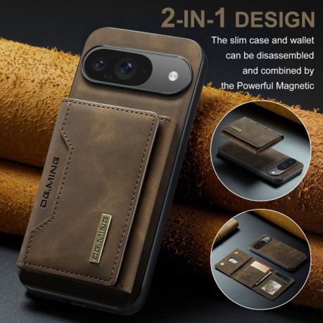 Чохол DG.MING M2 Series 3-Fold Multi Card Bag + Magnetic для Google Pixel 9/9 Pro - кавовий