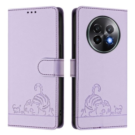 Чохол-книжка Cat Embossing Patternна на Realme 13+ 5G/13 Pro 5G/13 Pro+ - фіолетовий