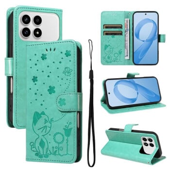 Чохол-книжка Cat Embossing Pattern для Xiaomi Redmi K90/Poco F8 Pro — зелений