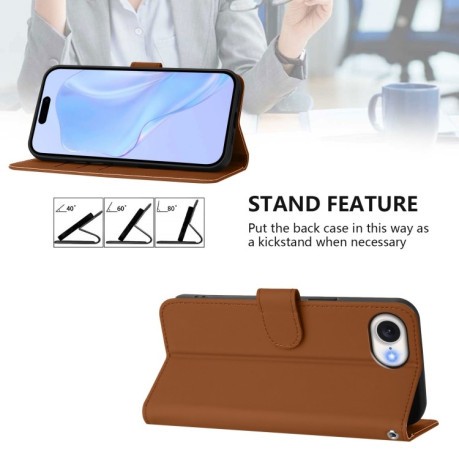 Чехол-книжка Skin Feel S-type для iPhone 16e - коричневый