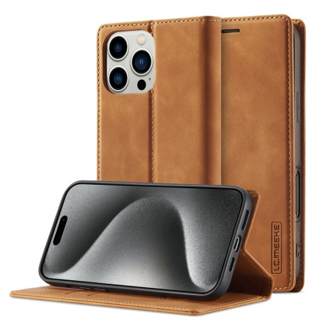 Чохол-книжка LCIMEEKE Strong для iPhone 16 Pro - коричневий