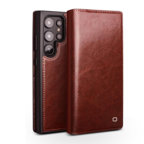 Шкіряний чохол-книжка QIALINO Classic Genuine Leather  для Samsung Galaxy S25 Ultra 5G - коричневий