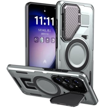 Протиударний чохол Shield Frame Holder MagSafe для Samsung Galaxy S26 Ultra 5G — сірий