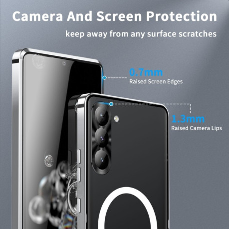 Противоударный чехол Frosted Meta (MagSafe) для Samsung Galaxy S23+ 5G - серебристый