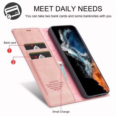 Чохол-книжка LC.IMEEKE Strong для Samsung Galaxy S23 5G - рожевий