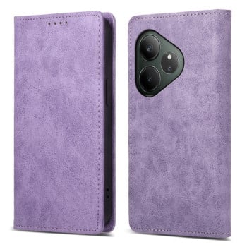 Чохол-книжка Business Solid Color із захистом від сканування RFID на Realme GT 6 - фіолетовий