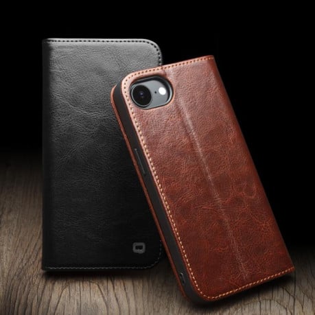 Шкіряний чохол-книжка QIALINO Classic Genuine Leather для iPhone 16e - чорний