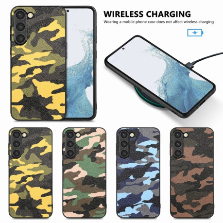 Противоударный чехол Camouflage для Samsung Galaxy S23 5G - коричневый