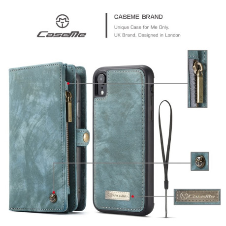 Чехол-кошелек CaseMe 008 Series Zipper Style на iPhone XR - синий