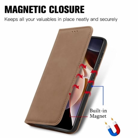 Чехол-книжка Retro Skin Feel Business Magnetic на Xiaomi Redmi Note 11 Pro 5G (China)/11 Pro+ - коричневый