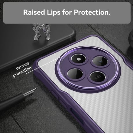 Ударозахисний чохол Carbon Fiber Texture Translucent на Xiaomi Redmi 14C 4G/Poco C75/Redmi A4 5G - фіолетовий