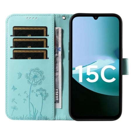 Чехол-книжка Dandelion Embossed Pattern Flip Leather на Xiaomi Redmi 15C 5G / 4G EU 173mm - зеленый