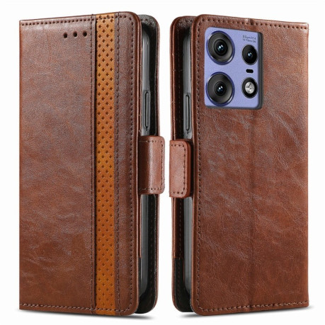 Чехол-книжка Dual-side Magnetic Buckle для Motorola Edge 50 Ultra - коричневый
